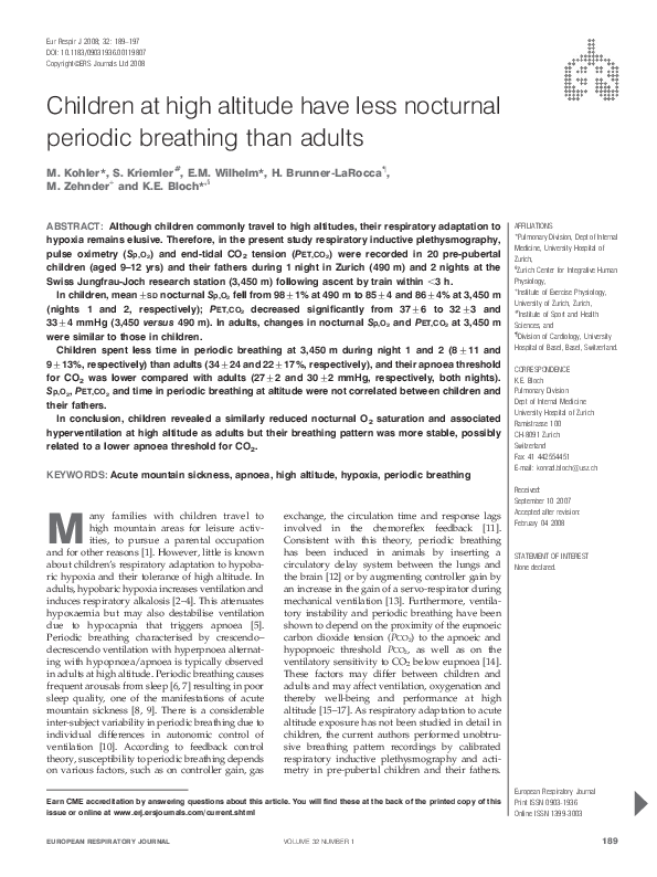(PDF) Children at high altitude have less nocturnal periodic breathing ...