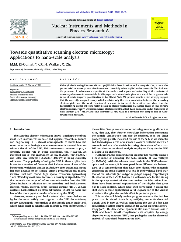 (PDF) Towards quantitative scanning electron microscopy: Applications ...