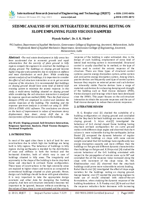 (PDF) SEISMIC ANALYSIS OF SOIL INTEGRATED RC BUILDING RESTING ON SLOPE ...