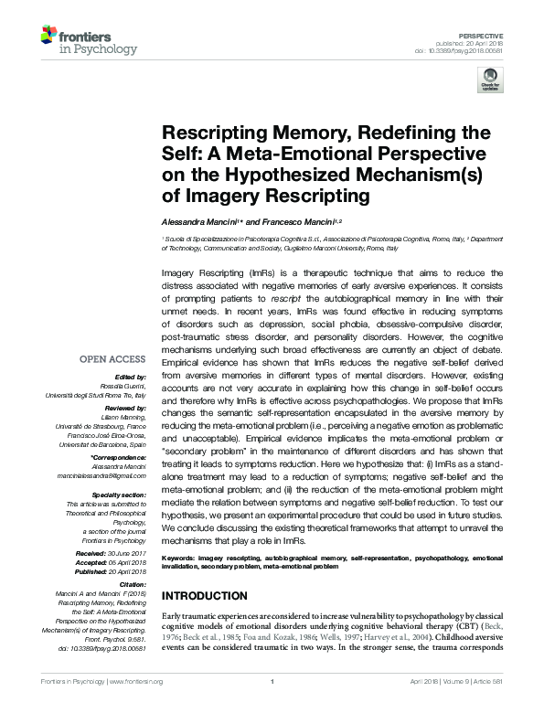 (PDF) Rescripting Memory, Redefining the Self: A Meta-Emotional ...