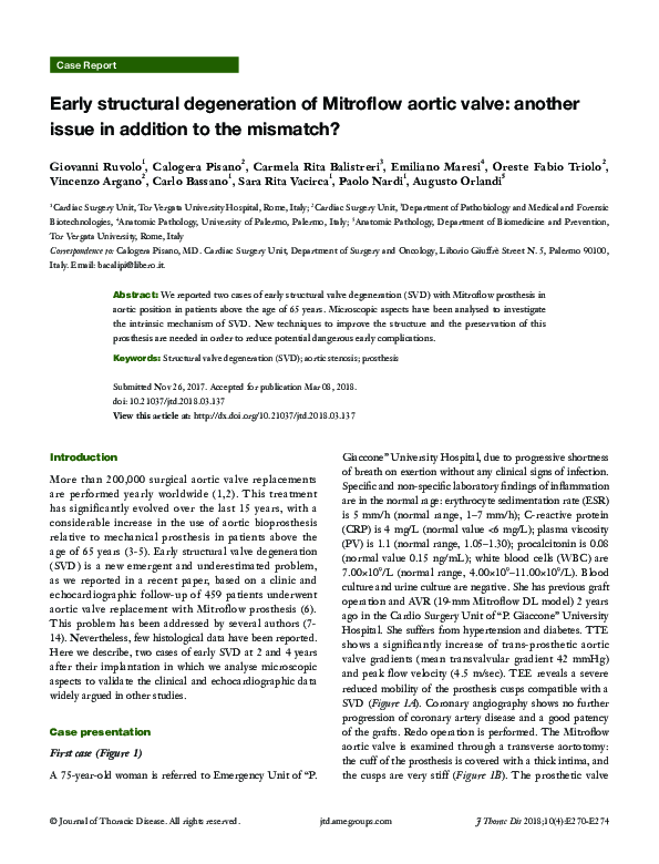 (PDF) Early structural degeneration of Mitroflow aortic valve: another ...