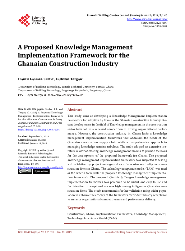(PDF) A Proposed Knowledge Management Implementation Framework for the ...