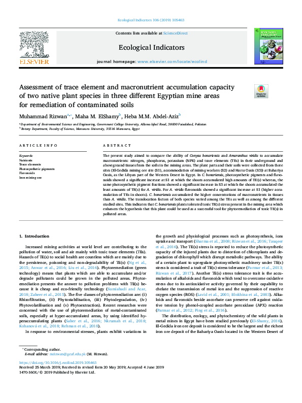 (PDF) Assessment of trace element and macronutrient accumulation ...