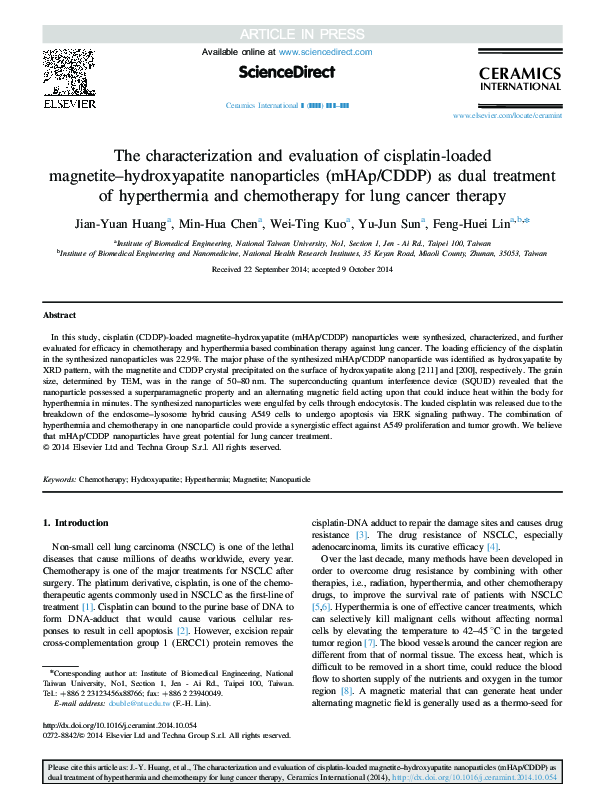 (PDF) The characterization and evaluation of cisplatin-loaded magnetite ...