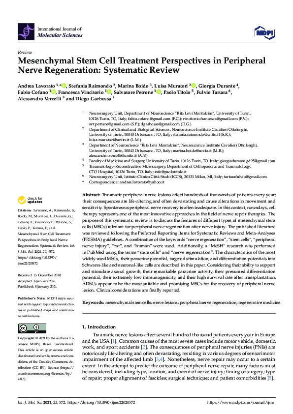 (PDF) Mesenchymal Stem Cell Treatment Perspectives in Peripheral Nerve ...