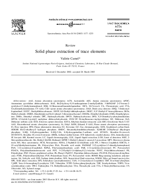 (PDF) Solid phase extraction of trace elements