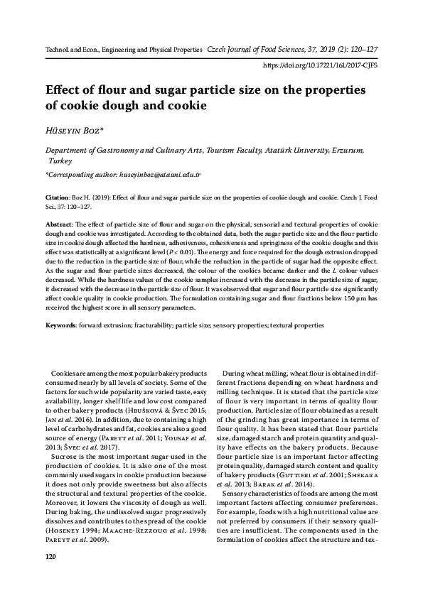 (PDF) Effect of flour and sugar particle size on the properties of ...