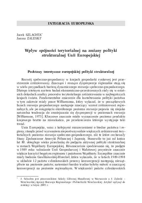 (PDF) Territorial Cohesion and Its Impact on the Structural Policy of ...