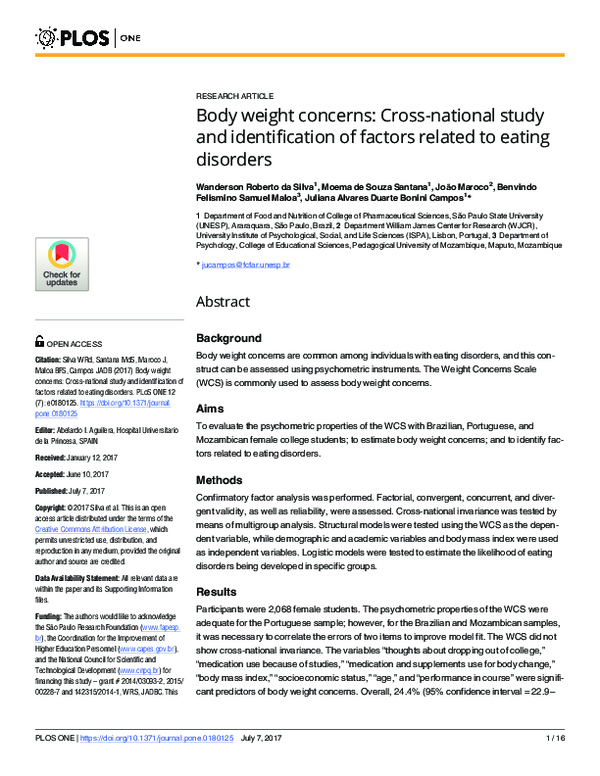 (PDF) Body weight concerns: Cross-national study and identification of ...