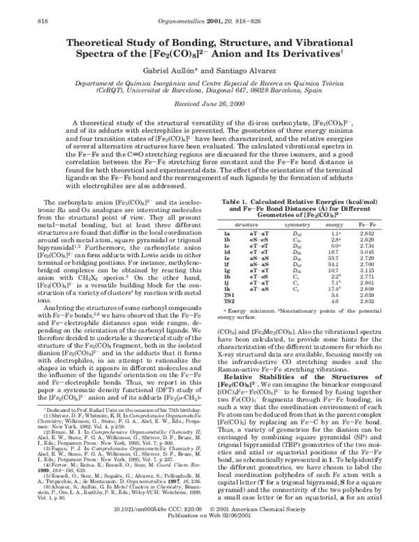 (PDF) Theoretical Study of Bonding, Structure, and Vibrational Spectra ...