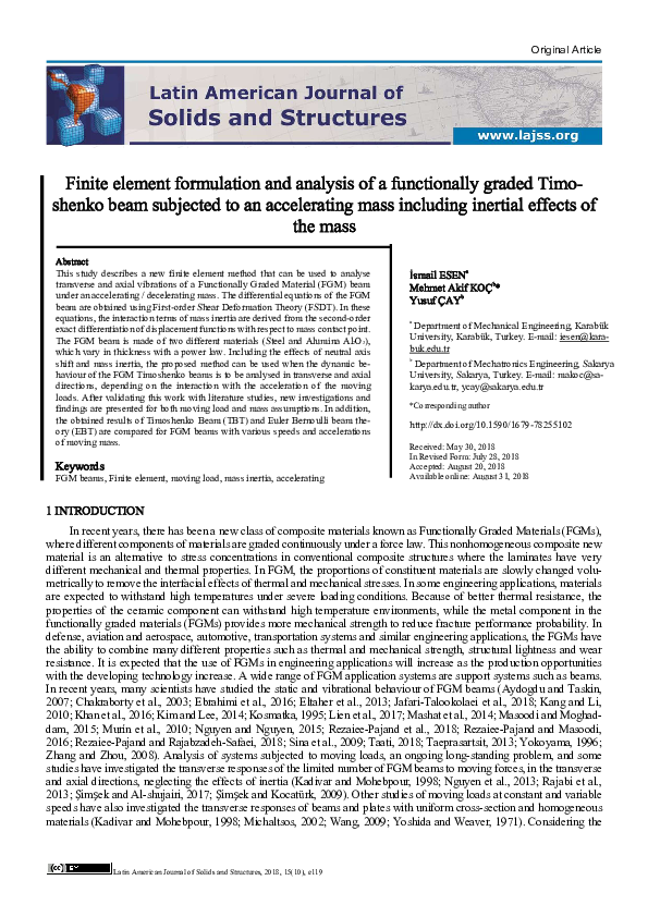 (PDF) Finite element formulation and analysis of a functionally graded ...