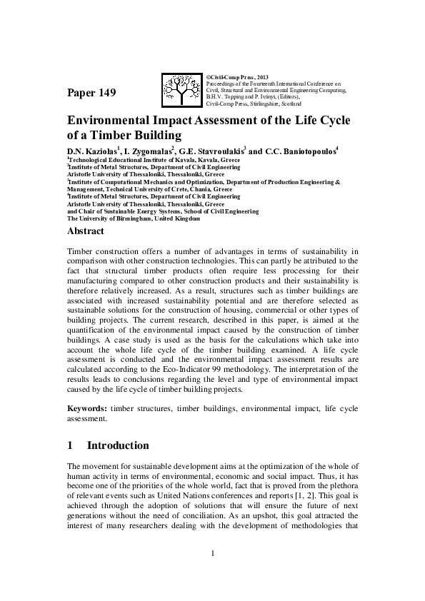 (PDF) Environmental Impact Assessment of the Life Cycle of a Timber ...