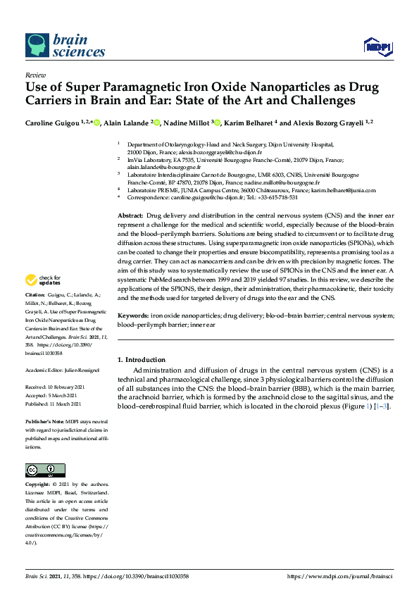 (PDF) Use of Super Paramagnetic Iron Oxide Nanoparticles as Drug ...