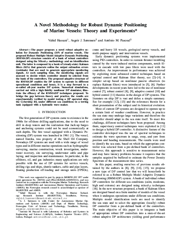 (PDF) A novel methodology for robust dynamic positioning of marine ...
