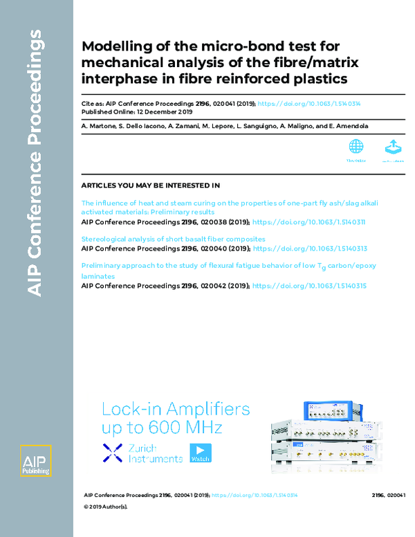 (PDF) Modelling of the micro-bond test for mechanical analysis of the ...