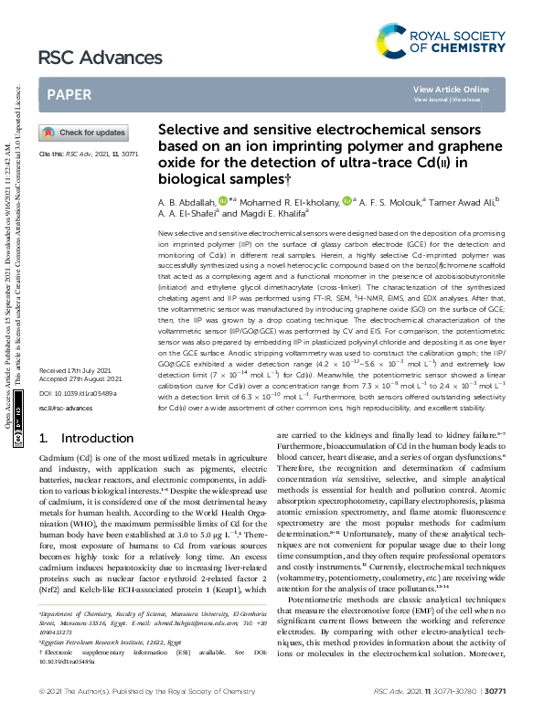 (PDF) Selective and sensitive electrochemical sensors based on an ion ...