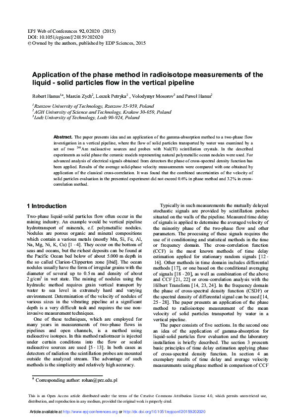 (PDF) Application of the phase method in radioisotope measurements of ...
