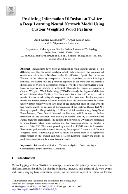 (PDF) Predicting Information Diffusion on Twitter a Deep Learning ...