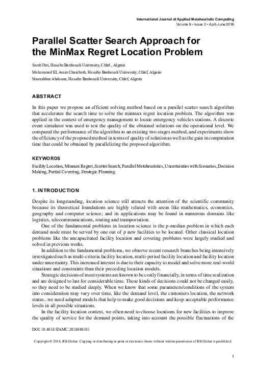 (PDF) Parallel Scatter Search Approach for the MinMax Regret Location ...
