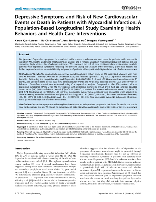 (PDF) Depressive Symptoms and Risk of New Cardiovascular Events or ...