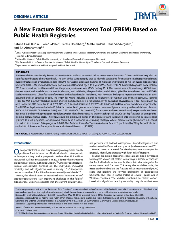 (PDF) A New Fracture Risk Assessment Tool (FREM) Based on Public Health ...
