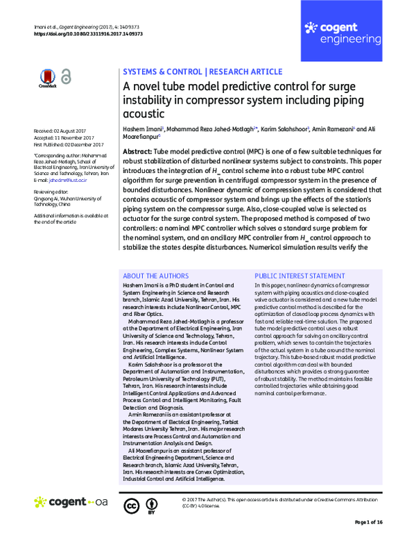 (PDF) A novel tube model predictive control for surge instability in ...