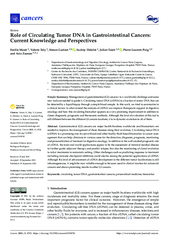 (PDF) Role of Circulating Tumor DNA in Gastrointestinal Cancers ...