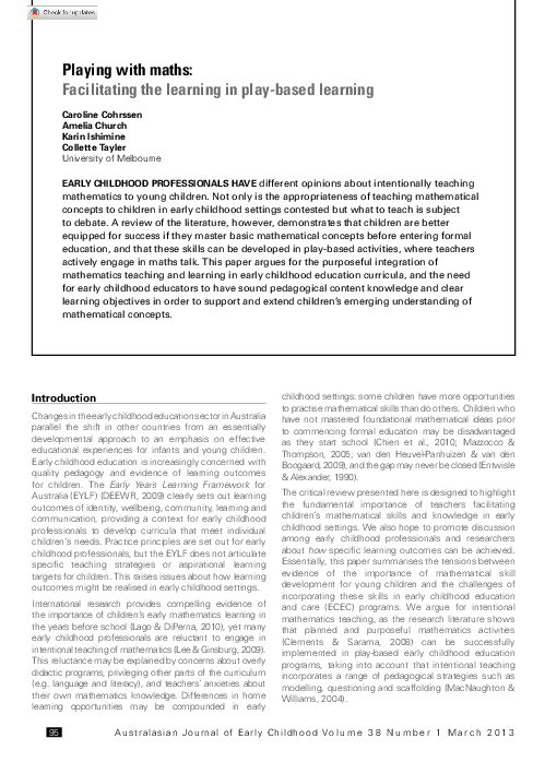 (PDF) Playing with Maths: Facilitating the Learning in Play-Based Learning