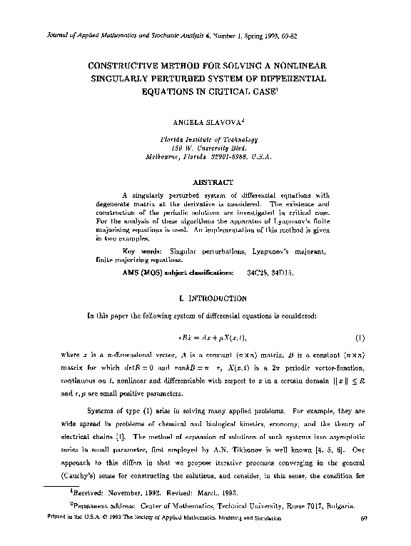 (PDF) Constructive method for solving nonlinear singularly perturbed ...