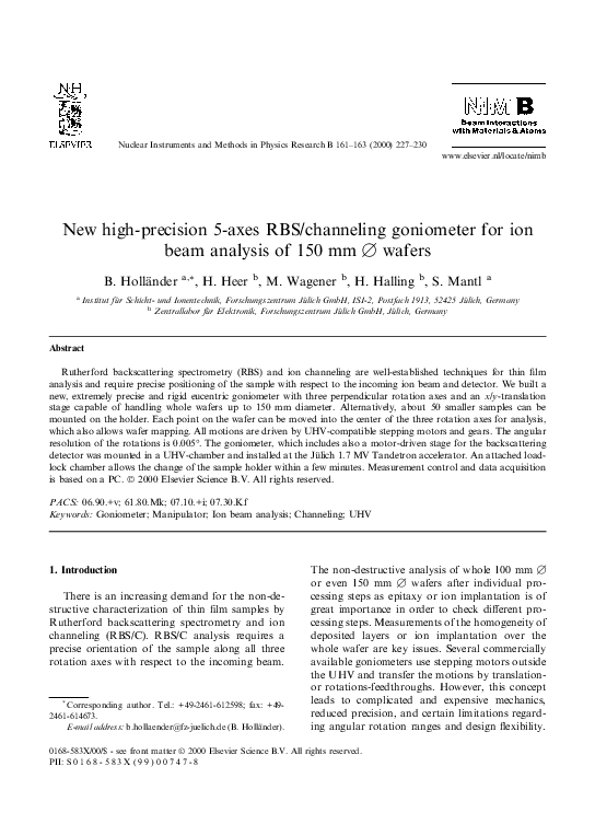 (PDF) New high-precision 5-axes RBS/channeling goniometer for ion beam ...