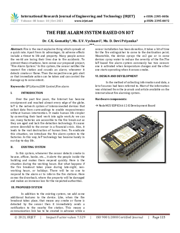 (PDF) IRJET- THE FIRE ALARM SYSTEM BASED ON IOT