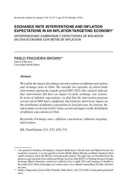 (PDF) Exchange rate interventions and inflation expectations in an ...