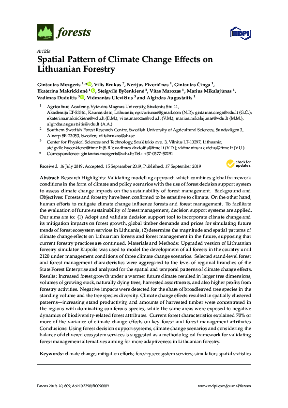 (PDF) Spatial Pattern of Climate Change Effects on Lithuanian Forestry