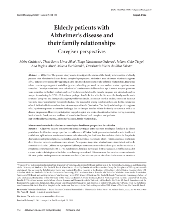 (PDF) Elderly patients with Alzheimers disease and their family ...