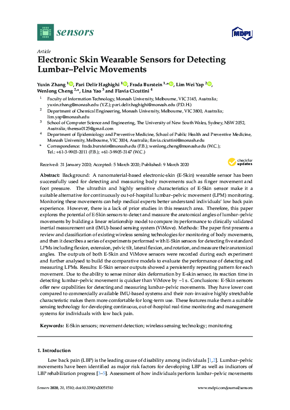 (PDF) Electronic Skin Wearable Sensors for Detecting Lumbar–Pelvic ...