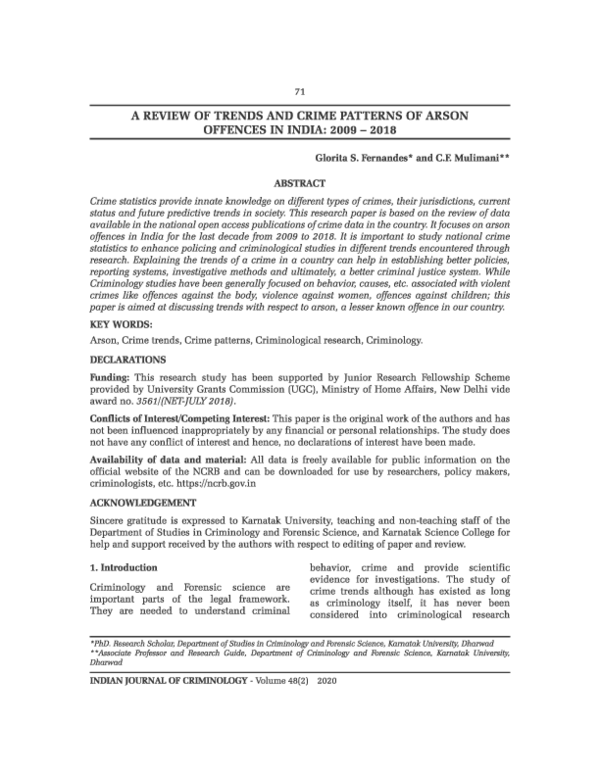 (PDF) A Review of Trends and Crime Patterns of Arson Offences in India ...