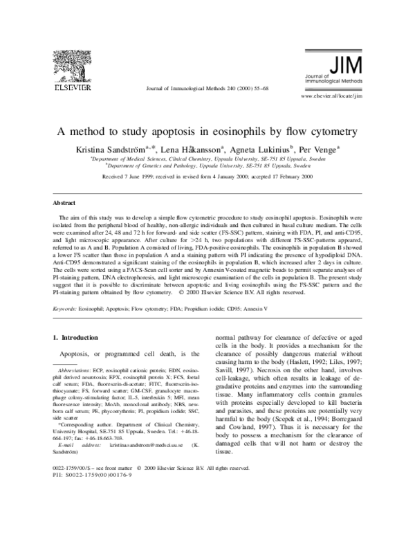 (PDF) A method to study apoptosis in eosinophils by flow cytometry