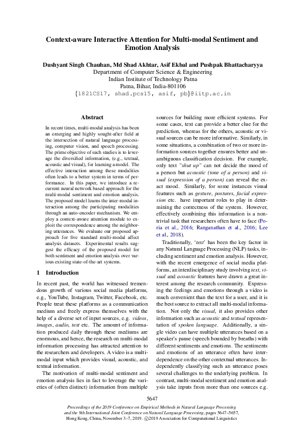 (PDF) Context-aware Interactive Attention for Multi-modal Sentiment and ...