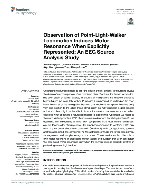 (PDF) Observation of PointLightWalker Induces Motor