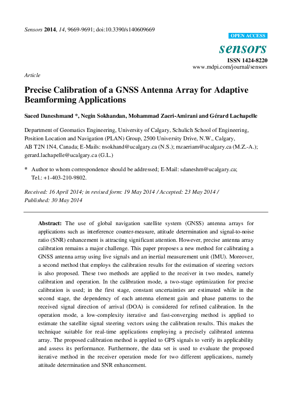 (PDF) Precise Calibration of a GNSS Antenna Array for Adaptive ...