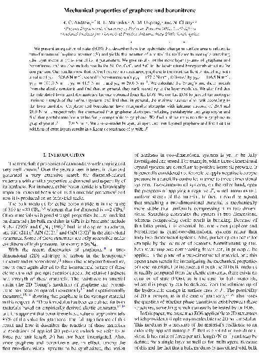 (PDF) Mechanical properties of graphene and boronitrene