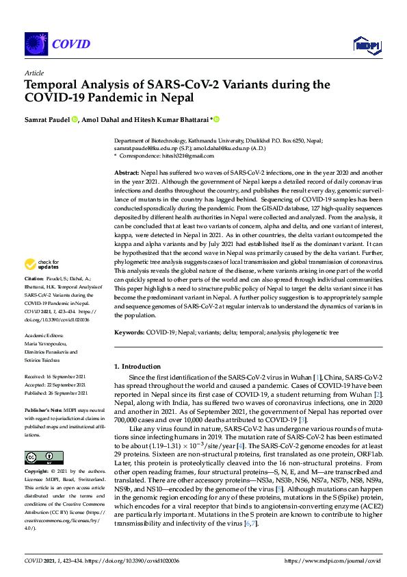 (PDF) Temporal Analysis of SARS-CoV-2 Variants during the COVID-19 ...