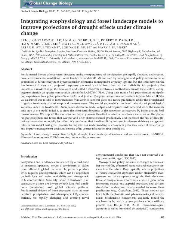 (PDF) Integrating ecophysiology and forest landscape models to improve ...