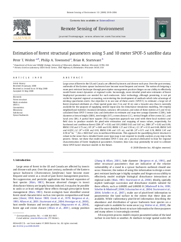 (PDF) Estimation of forest structural parameters using 5 and 10 meter ...