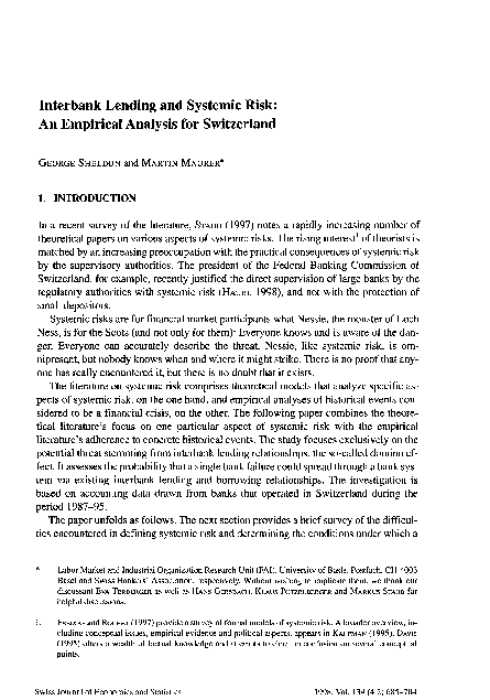 (PDF) Interbank lending and systemic risk: An empirical analysis for ...