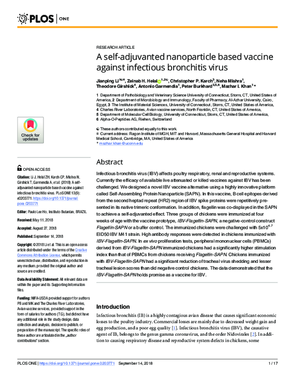 (PDF) A self-adjuvanted nanoparticle based vaccine against infectious ...