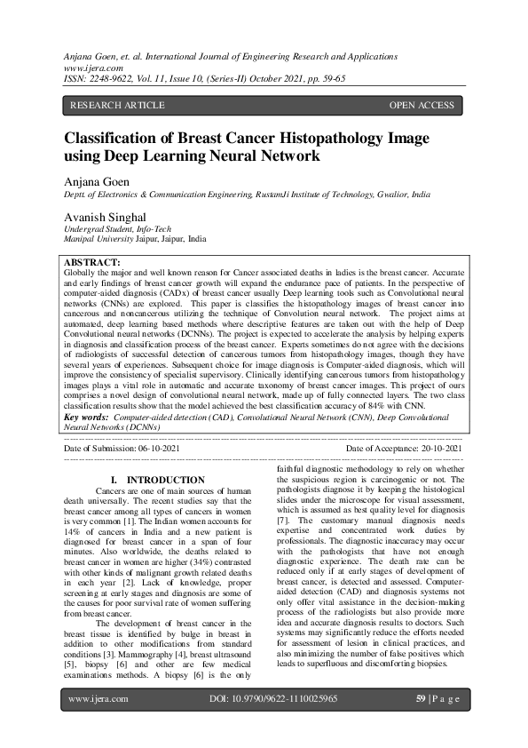 (PDF) Classification of Breast Cancer Histopathology Image using Deep ...