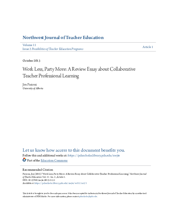 (PDF) Work Less, Party More: A Review Essay about Collaborative Teacher ...