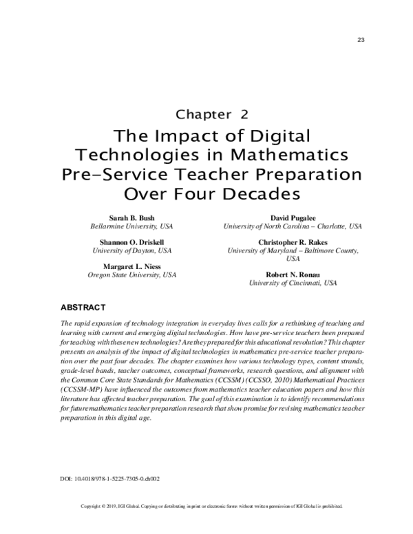(PDF) The Impact of Digital Technologies in Mathematics Pre-Service ...