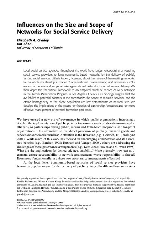 (PDF) Influences on the size and scope of networks for social service ...
